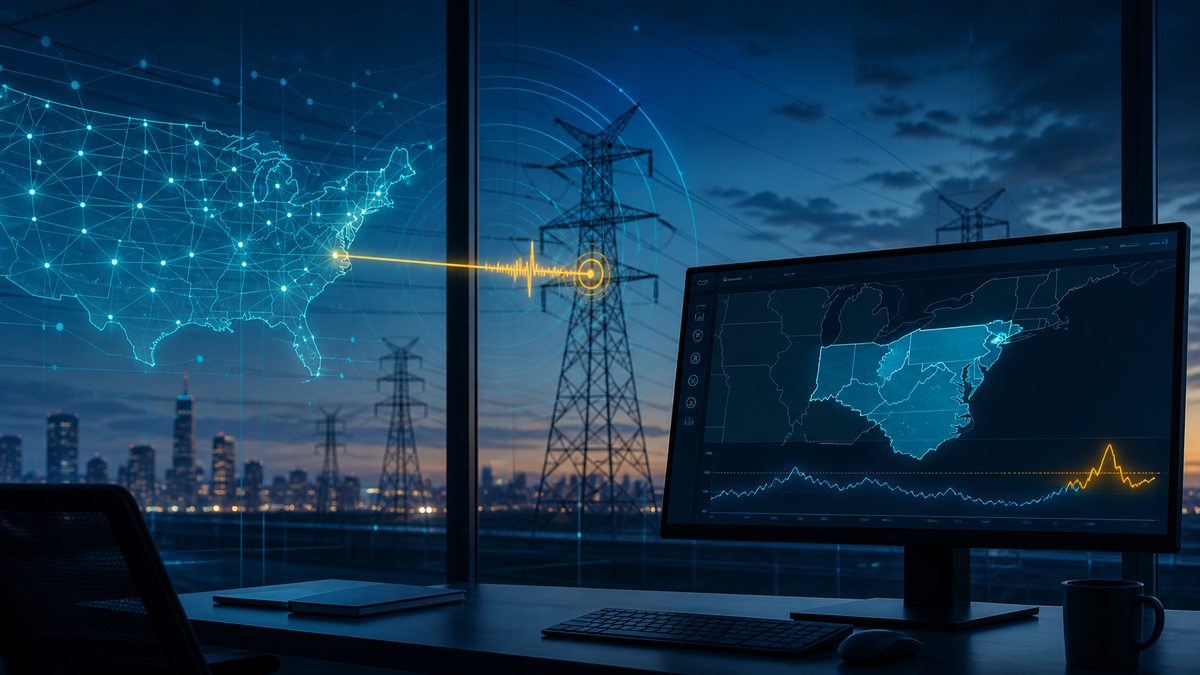 Deep-navy grid operations visual for DOE, Emergency Order, Grid Operations, Grid Pulse