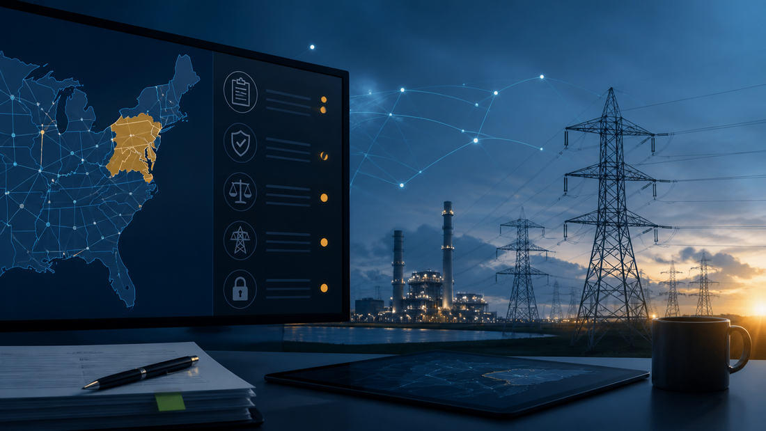 Deep-navy grid operations visual for 202(c), Compliance, DOE, Emergency Order