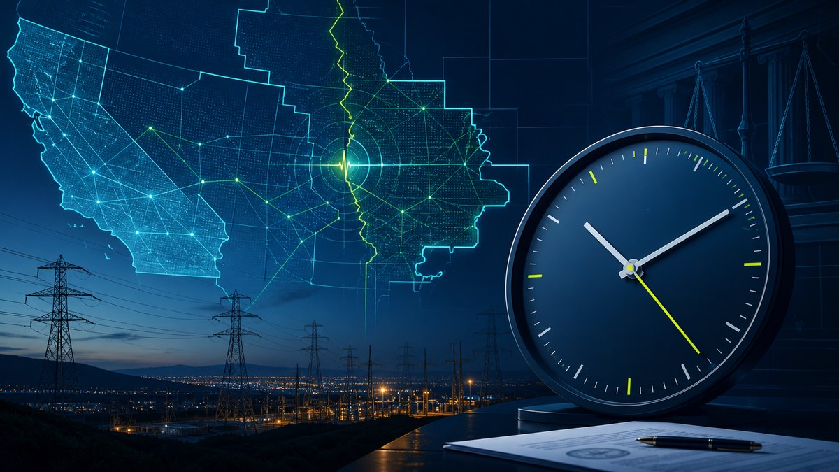 Deep-navy grid operations visual for CAISO, FERC, Grid Pulse, Reliability