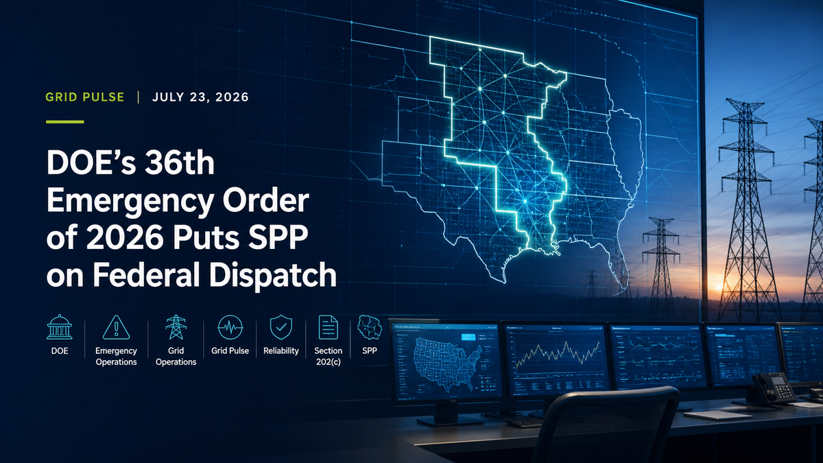 Deep-navy grid operations visual for DOE, Emergency Operations, Grid Operations, Grid Pulse