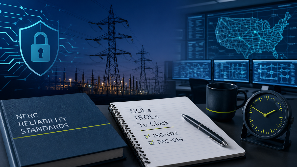 NERC RC exam study visual for System Operating Limits, IROLs, FAC-014 and IRO-009