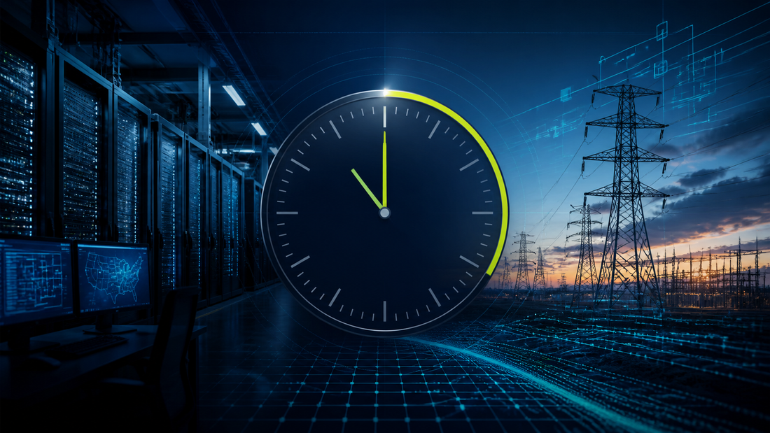 Deep-navy grid operations visual for Compliance, Data Centers, FERC, Grid Pulse