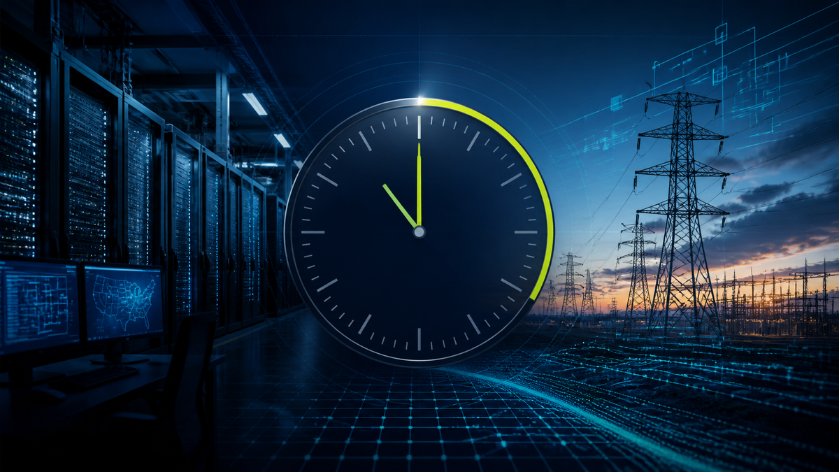 Deep-navy grid operations visual for Compliance, Data Centers, FERC, Grid Pulse