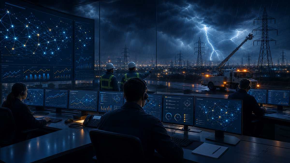 Utility emergency operations coordinating transmission reliability through severe weather