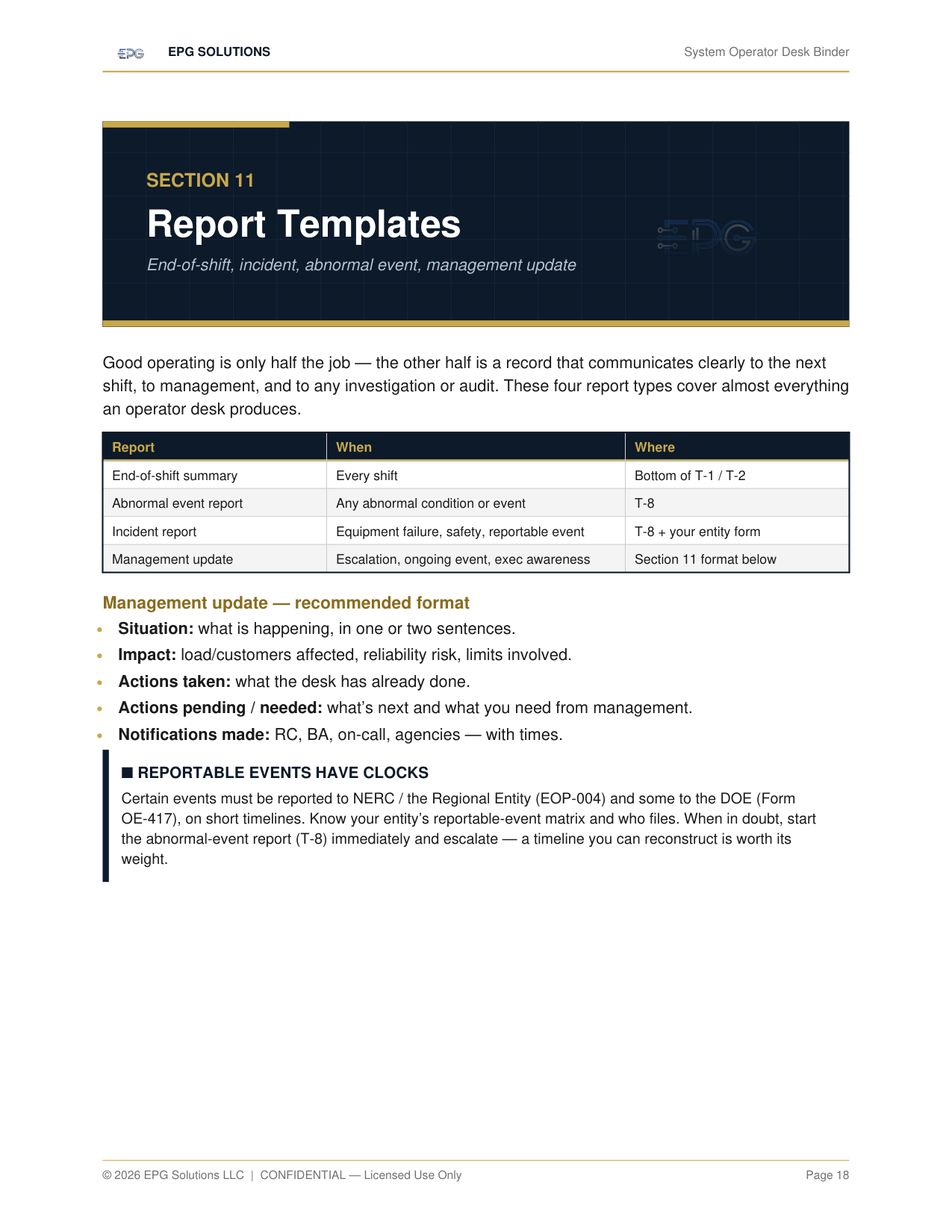 Shift turnover template preview