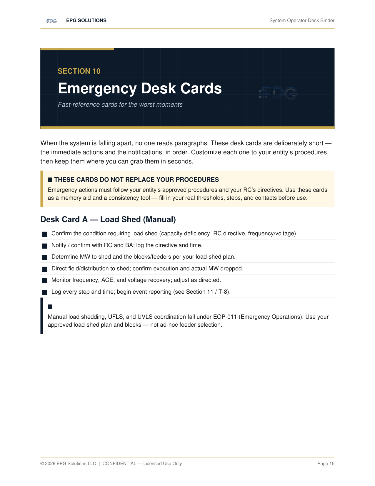 Emergency desk card preview