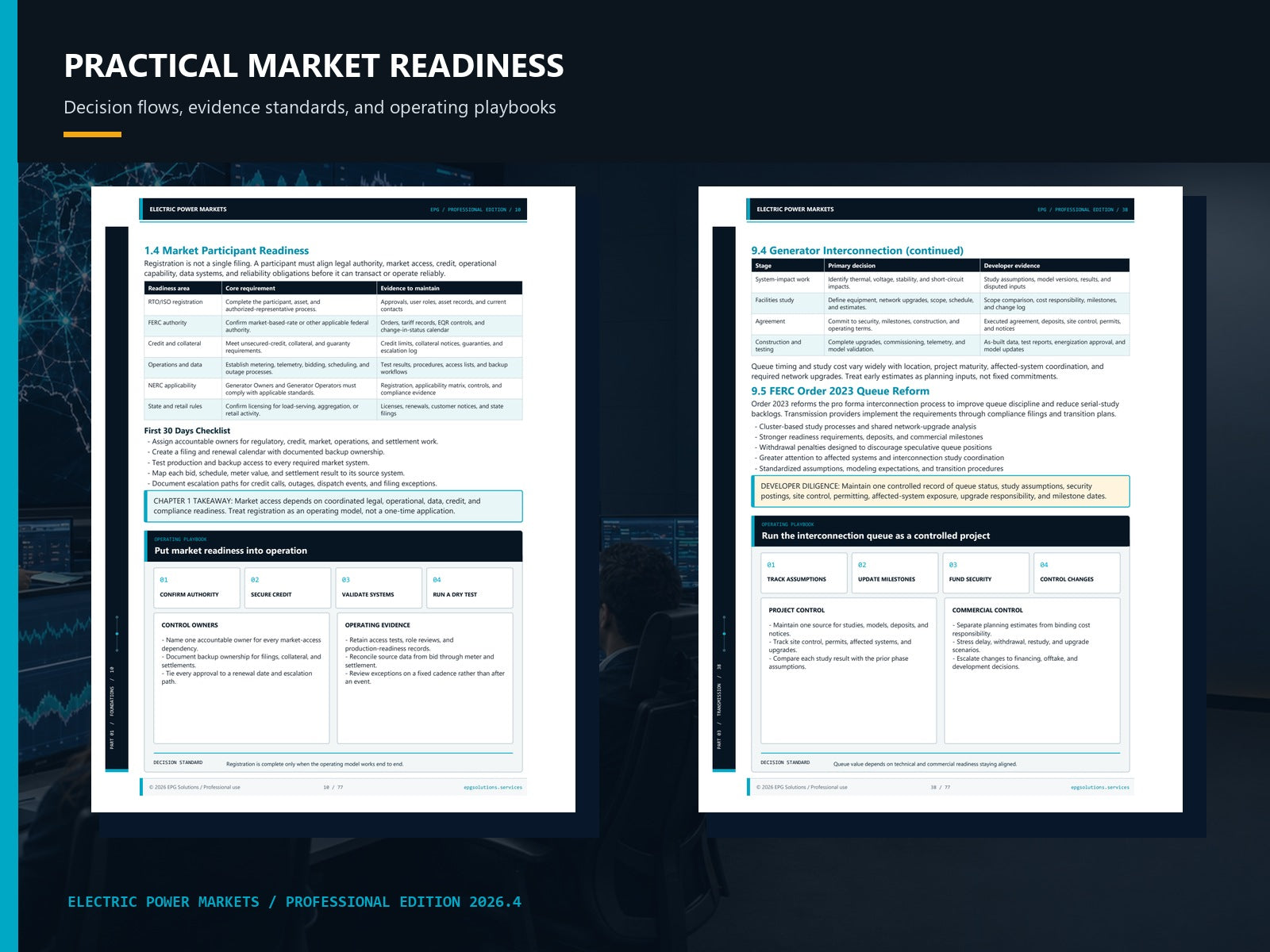 Interior pages showing market readiness and interconnection operating playbooks.