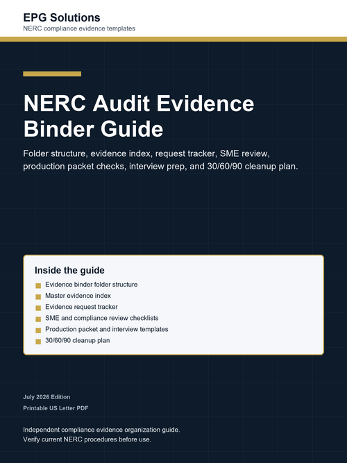 NERC Audit Evidence Binder Guide cover by EPG Solutions