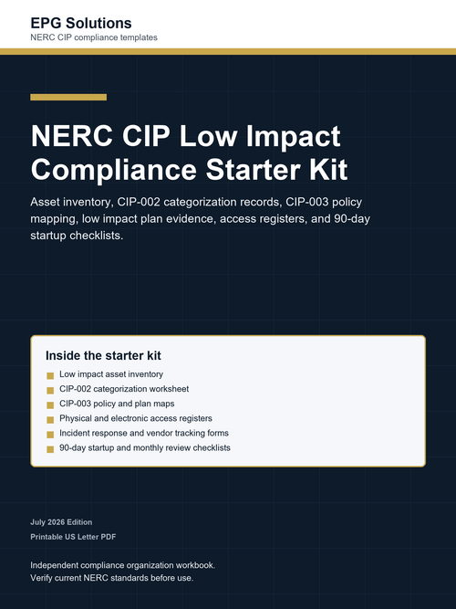 NERC CIP Low Impact Compliance Starter Kit cover by EPG Solutions