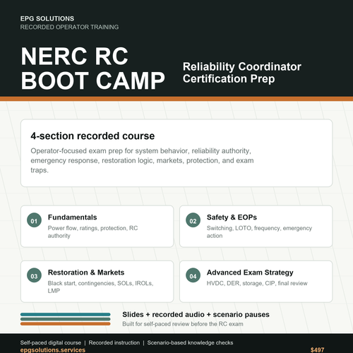 NERC RC Boot Camp recorded course cover by EPG Solutions
