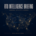 RTO Intelligence Briefing annual utility license editorial cover with an interconnected North American power-grid network